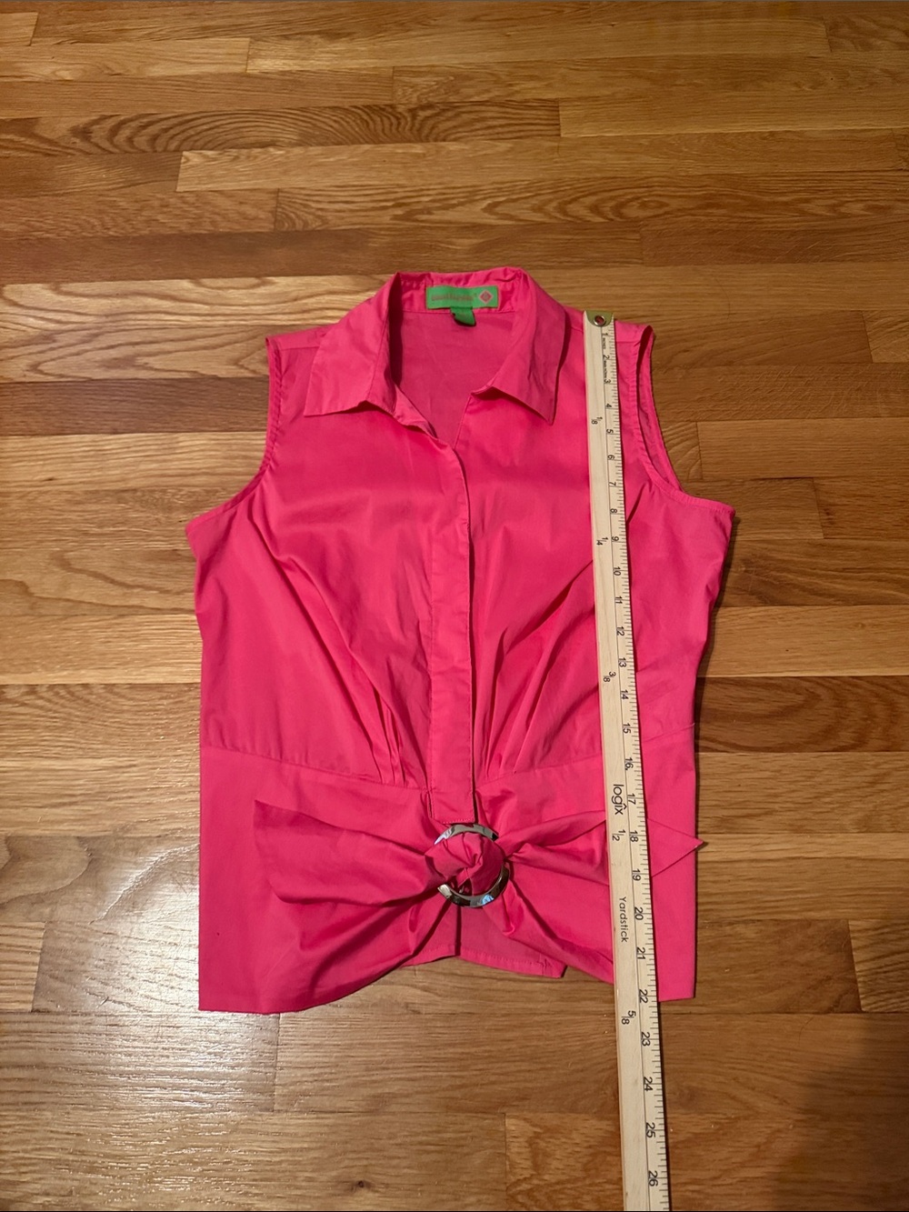 Island Republic Hot Pink Sleeveless Tie-Front Blouse with Ring - Picture 3 of 10